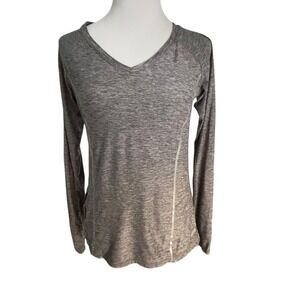 Avia Heather Gray‎ V Neck Long Sleeve Athletic Shirt Women Size M